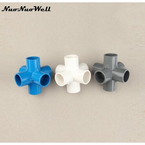 4pcs NuoNuoWell Plastic PVC 32mm Pipe Three-dimensional 6 Way Joint Connector for Garden Irrigation Tube Adapter DIY Tools