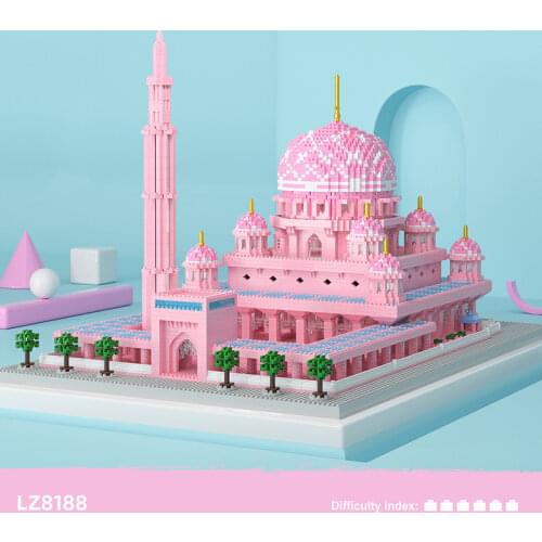 5930pcs World Famous Building Mosque 3D Model Mini Building Block DIY Pink Castle Church Assembly Toy Building Block Collection