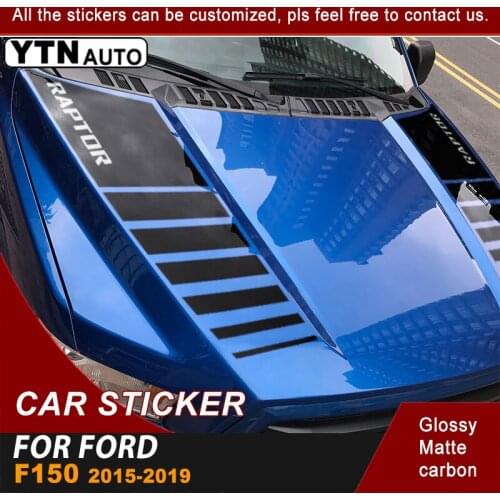 Car Stickers Fits For Ford F150 2015 2016 2017 2018 2019 Hood Scoop Raptor Racing Graphic Vinyl Car Bonnet Decoration Decals