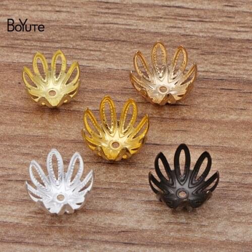 BoYuTe (100 Pieces/Lot) 12MM Metal Brass Stamping Flower Bead Caps Accessories Diy Hand Made Jewelry Materials Wholesale
