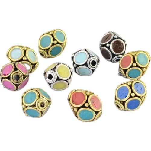 5 Pcs Oval Handmade Indonesia Beads Crafts with Alloy Cores For DIY Bracelet Earring Necklace Jewelry Making13x11mm Hole 1.5mm