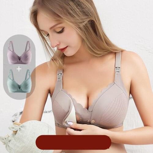 Maternity Nursing Bra Comfy Pregnant Open Breast Bra Cotton Wire Free Mama Underwear New Mother Comfy Sleep Nursing Clothes