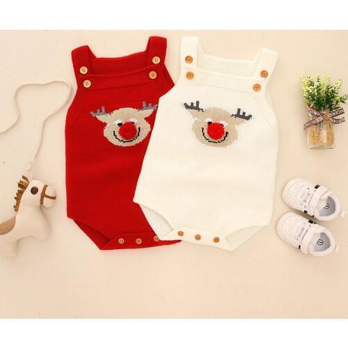 Newborn Bebes Bodysuits Xmas Sleeveless Boys Girls Clothes Spring Autumn Knit Toddler Infant Jumpsuits 3D Cartoon Baby Wear