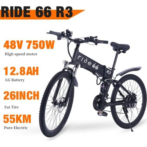 Electric Bike 26 Inch 48V 750W Fat Tire ebike Mountain Snow bike Folding Electric Bicycle R3