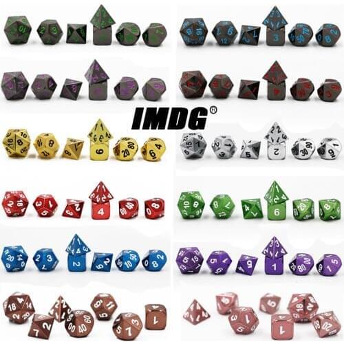 IMDG 7pcs/set Creative RPG Game Dice Polyhedron Metal Dice DND Digital Game Dice
