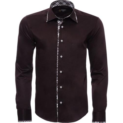 Brown V Neck Long Sleeves Shirt