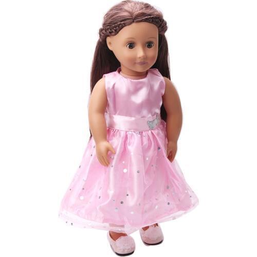 Doll clothes lovely doll pink princess dress toy accessories fit 18 inch Girl doll and 43 cm baby doll c74