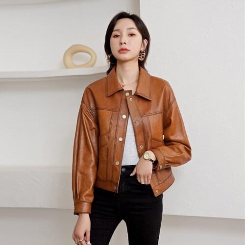 Real Genuine Leather Jacket Women Motorcycle Jacket Women Autumn Shwepskin Coat Korean Coats and Jackets Womens Clothes WPY1262