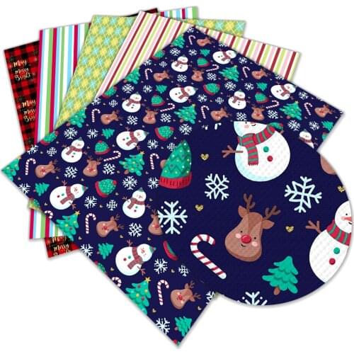 22*30cm Christmas Theme Faux Leather Sheets Snow Santa Claus Printed Synthetic Leather Fabric for DIY Earrings Hair Bows