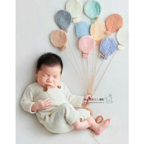 Cute Handmade Mini Wool Felt Star Moon Clouds Baby Photography Decoration Mini wool felt balloons Newborn Baby Photography Props