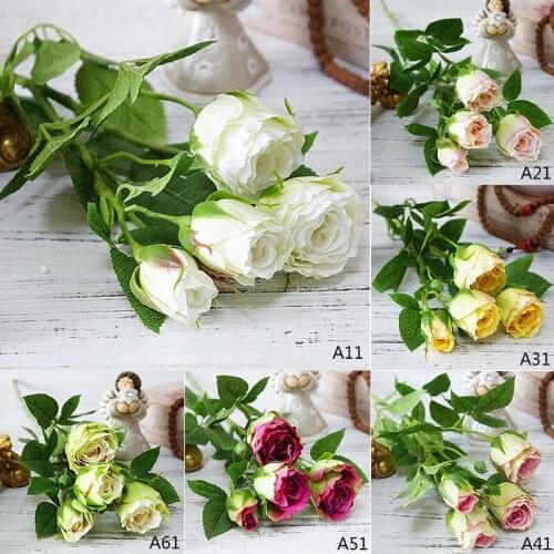 Simulation Single Branch 4 Head Elena Rose Buds Artificial Flowers Home Decoration