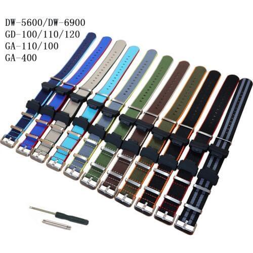 Nylon Canvas Watchband for Casio G-Shock GA-110/100/120/150/200/300/400 GD-100/110/120 DW-5600 DW-6900 Strap Bracelet Wrist Band