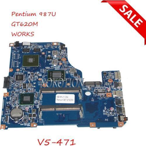 NOKOTION NB.M1L11.004 NBM1L11004 Laptop Motherboard For Acer aspire V5-471 48.4TU05.021 Pentium 987 CPU GT620M graphics works