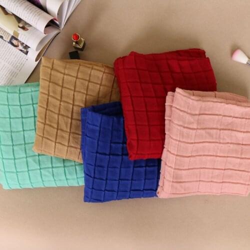 The New Single Color Wrinkled Plaid Bali Yarn Ladies Scarf Popular Folds Solid Color Cotton and Linen Long Scarf Women Decorate