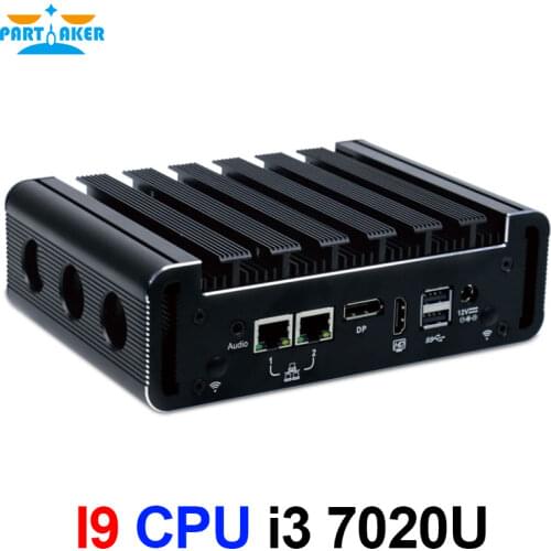 Partaker Dual Lan WIN10 WIN8 Fanless Mini PC Core Skylake i3 6100U i3 7100U Embedded SIM slot support 3G 4G module