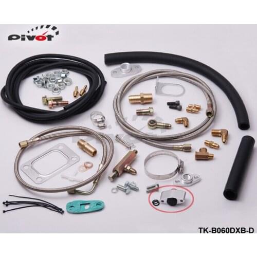 Complete Turbo Oil Line Inlet Drain Return Kit With Sensor T3T4 T3 T4 T70 T04S T04Z T4E TK-B060DXB-D