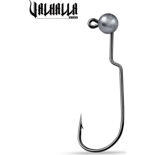 VALHALLA 5pcs/lot Fishing Hooks 1g 1.8g 2.5g 3.5g Carbon Jigging Barbed Fishhooks Ned Rid Metal Jigs Fishing Worm Hook Tackle