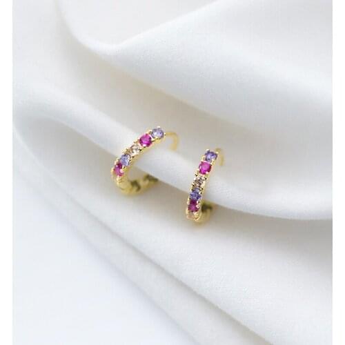 Colusiwei Real 925 Sterling Silver Colorful Crystal Luxury Hoop Earring for Women Trendy Wedding Engagement Statement Jewelry