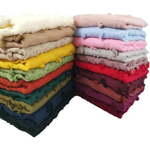 Muslim women Cotton scarf hijab female solid Fringed shawls Plain Shimmer muslim headscarf hijab foulard femme musulman