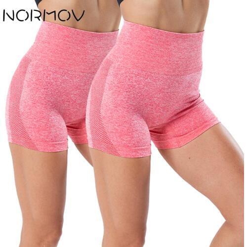 NORMOV 1/2 PCS Seamless Running Shorts High Waist Gym Shorts Scrunch Butt Fitness Compression Shorts Push Up Biker Shorts Women