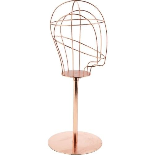 21inch Metal Wire Mannequin Head Hat Baseball Rack Stand Wig Storage Dryer Holder Display Rose Gold