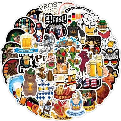 10/30/50PCS new celebrate Beer festival Stickers Waterproof Car Motorcycle notebook Luggage Suitcase Graffiti DIY Sticker kids
