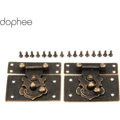 2Pcs 55*47MM Antique Bronze Latch Hasps Drawer Latches for Furniture Jewelry Wooden Box Suitcases Hasp Latch With Screws