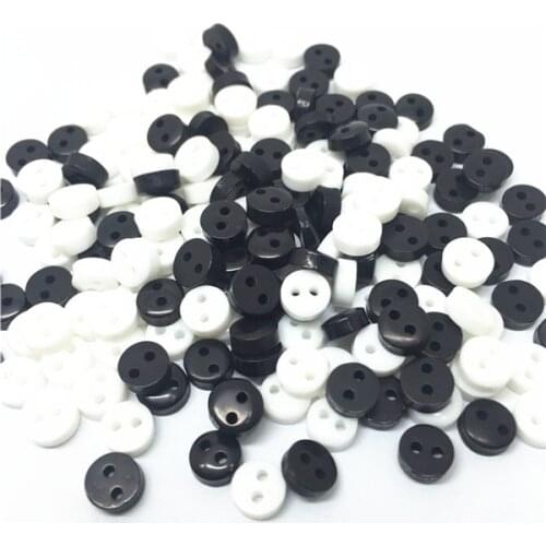 250pcs Black White Mixed Mini Resin Round Tiny Buttons For Dolls Soft Toys Clothes 6mm Sewing 2 Holes Dollmaking Accessories