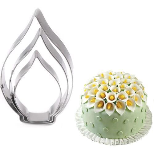 3pcs/set Calla Lily Cookie Cutter 3D Sugarcraft Fondant Cake Pastry Biscuit Baking Mold DIY Cake Decorating Tools E875