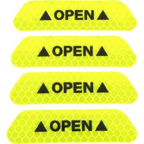 4 Pieces Universal Car Door Reflective Tape Open Sign Warning Mark Sticker
