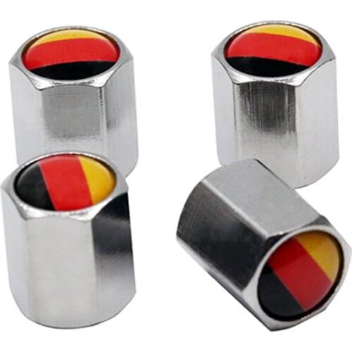 4Pcs/Pack Germany Flag Logo Car Badge Tyre Dust Cap Wheel Tire Valve Caps For Benz Volkswagen BMW