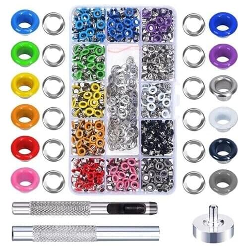 480 Sets Grommet Kit 3/16 Inch Multi-Color Grommet Setting Tool Metal Eyelets Kit for Bag Shoe Clothes DIY Projects