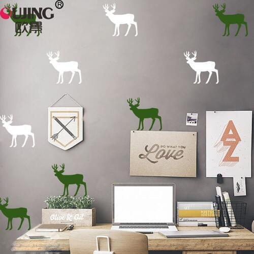 9pcs/set Animal Elk Deer Wall Stickers For Kids Rooms Nursery Wallpaper Girls Boys Gifts Christmas Home Decoration DIY Art Mural
