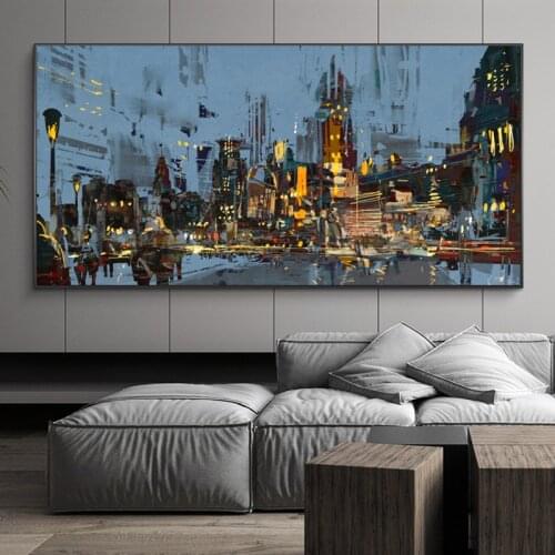 Abstract Street Building Landscape Picture Oil Painting Printed on Canvas Wall Art Big Size Nordic Pictures for Room Decoration