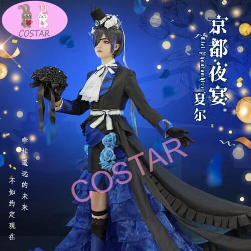 Anime! Black Butler Ciel Phantomhive Night Dress Noble Elegant Uniform Cosplay Costume Halloween Carnival Party Outfit Women NEW