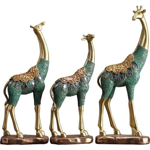 New Chinese Hand Painted Giraffe Resin Accessories Home Livingroom Table Ornaments Crafts Hotel Office Desktop Statue Decoration
