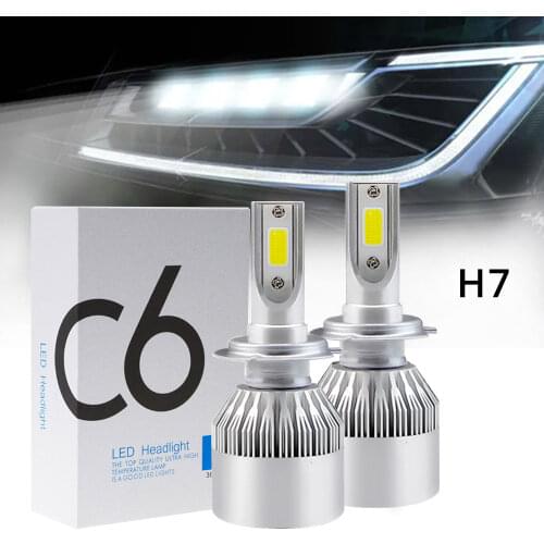 2X C6 H7 Waterproof COB Car Headlight Led Fog Light Bulb 72W 7600LM High Bright Car Headlight Automobile Head Lamp Night Car 12V