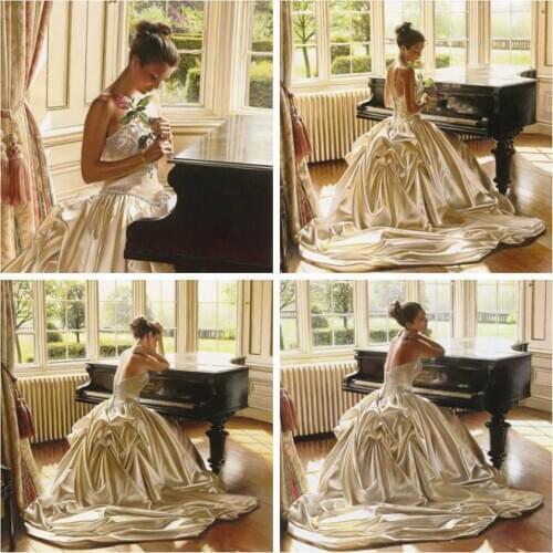 Huacan Diamond Painting New Beauty Handmade Gift Mosaic Full Display Girl Decor For Home Piano Diamond Art