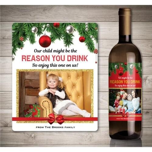 Personalize Child Photo Teachers' Day Gift Wine Label, Custom Wine Bottle Label, Christmas Gift Wine Label, Wine Bottle Stickers
