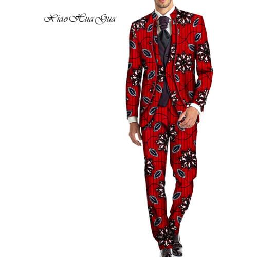 2 Pieces Set African Clothes for Men Outfit African Print Tops Coat and Trousers Pants African Pants Set WYN1109