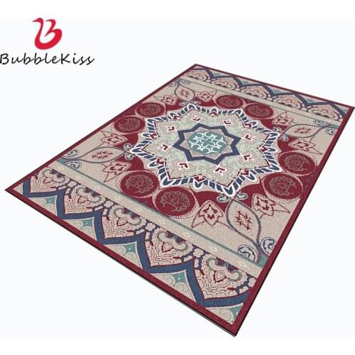 Bubble Kiss Carpet for Home Living Room Red Retro Style Flower Pattern Bedroom Decor Rug Customized Thickened Door Mat Carpet