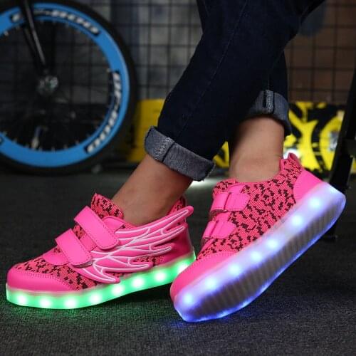 2021 Glowing Sneakers Led Shoes for Kids USB Charge Light Up Shoes Luminous Sneakers Baby Fashion Breathable Shoes Running