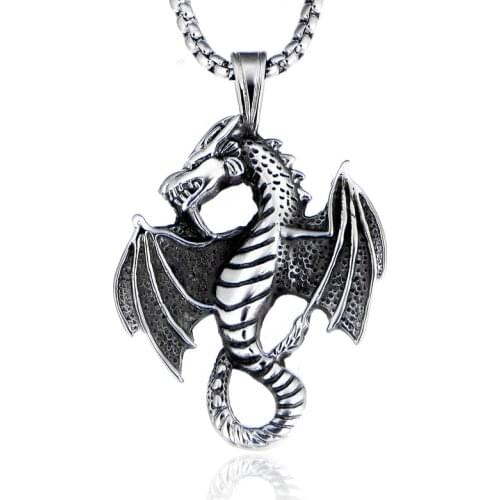 New Gold Silver Color 316L stainless steel Animal Dragon Rapper Pendant Tennis Mens Hip hop Rokas Jewelry