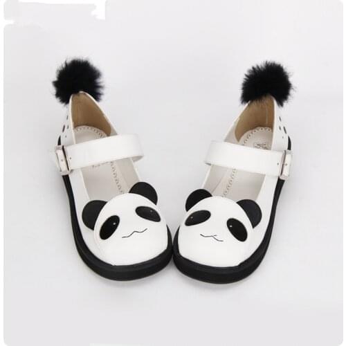 Lolita Womens Shoes Cute Sponge Cake Princess Shoes Cos Sweet Panda Cartoon Loli Tea Party Round Head Women Shoes