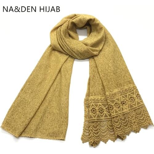 Fashion luxury floral lace plain solid viscose shawl foulard wrap Muslim echarpe women scarf hijabs bandana 10pcs fast shipping