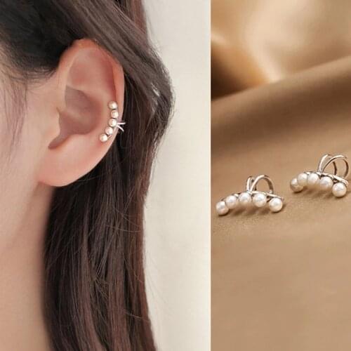 925 Sterling Silver New Arrival Multi-Pearl Ear Clip Female Simple Temperament Without Pierced Fashion Jewelry EH242