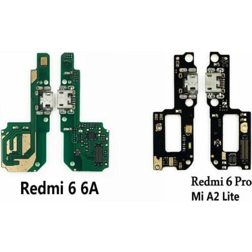 New Microphone Module+USB Charging Port Board Flex Cable Connector Parts For Xiaomi Redmi 6 6A 6Pro Mi A2 Lite Replacement