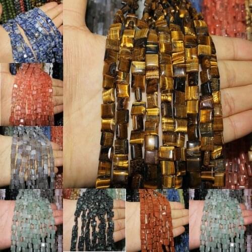 Natural Semi-precious Stones Loose Beads Box-shaped Beaded DIY Making Bracelet Necklace Jewelry Accessories