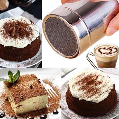 NEW Stainless Steel Chocolate Shaker Cocoa Flour Icing Sugar Powder Coffee Sifter Lid Shaker Cooking Tools Coffee Accessories