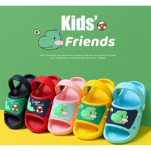 New Summer baby Slippers Kids Cute Beach Slippers Sandals Boys Girls Clogs Non-Slip Dinosaur Water Shoes Flat Walking Shoes